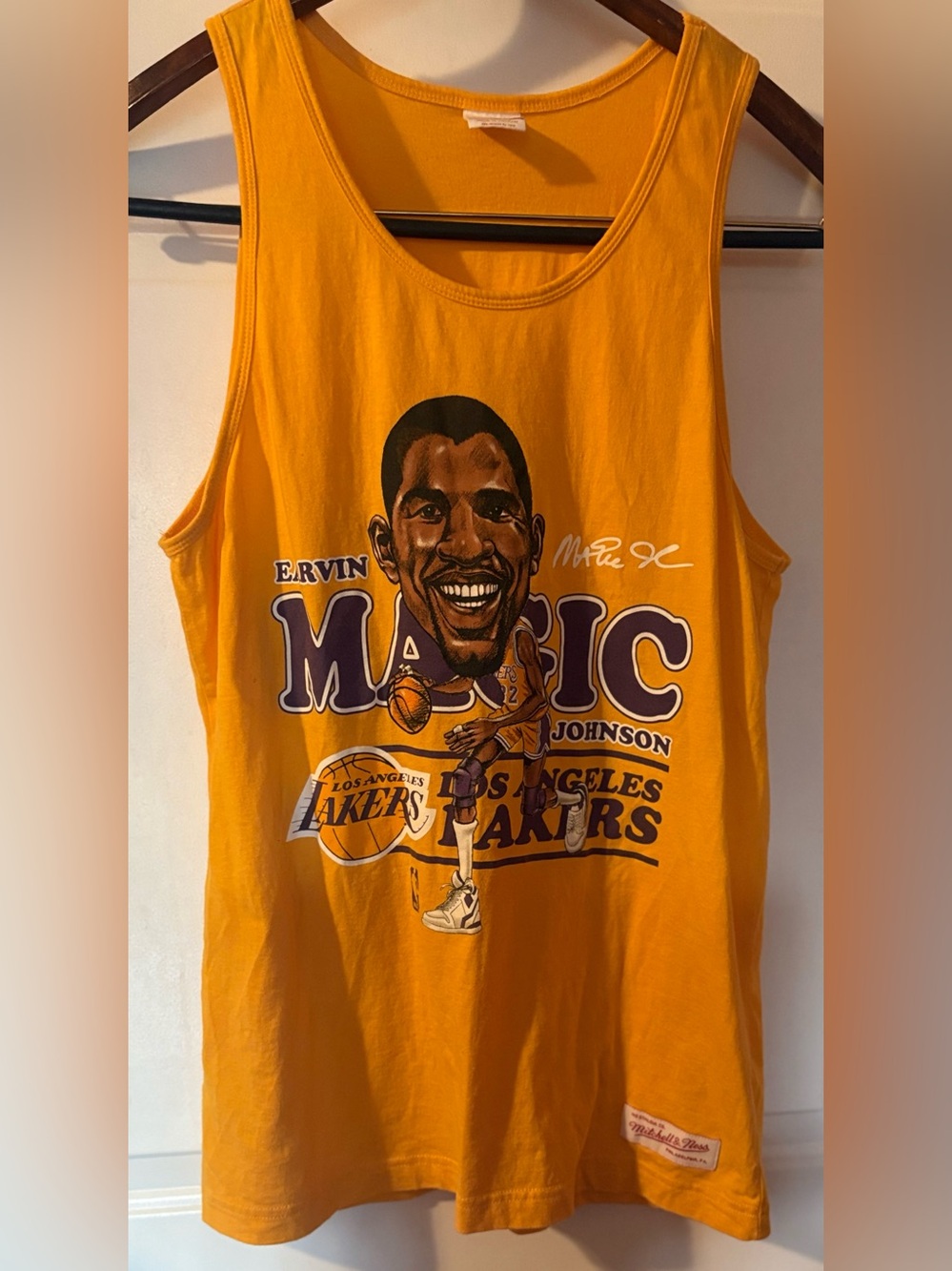 Vintage Mitchell & Ness L.A. Lakers Magic Johnson caricature graphic Tank Top M